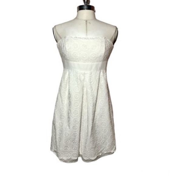 Lilly Pulitzer Betsey White Large Circle Eyelet Strapless Dress Sz 8 - Picture 2 of 10